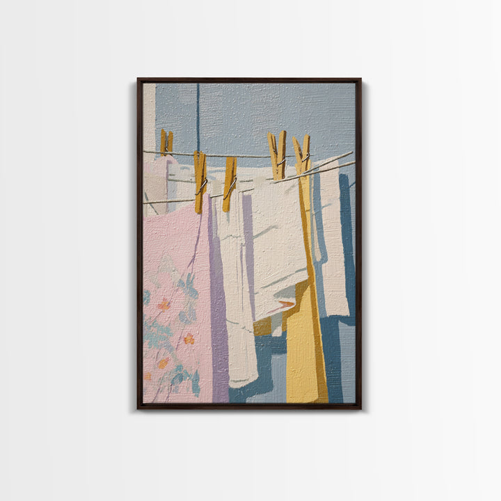 Simple Line Drawing of Hanging Laundry Canvas Print, Laundry Room Art, New Home Gift, Living Room Decor, Abstract Art, Clean, LRA-2x3-96