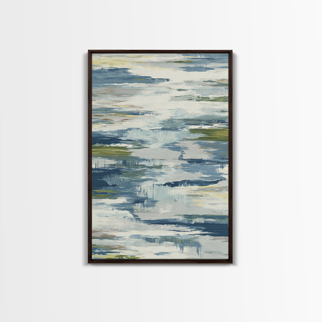 Clean Blue Water Ripple Abstraction Framed Canvas Print, Laundry Room Art, Digital Art, Living Room Decor, Abstract Art, Clean, LRA-2x3-98