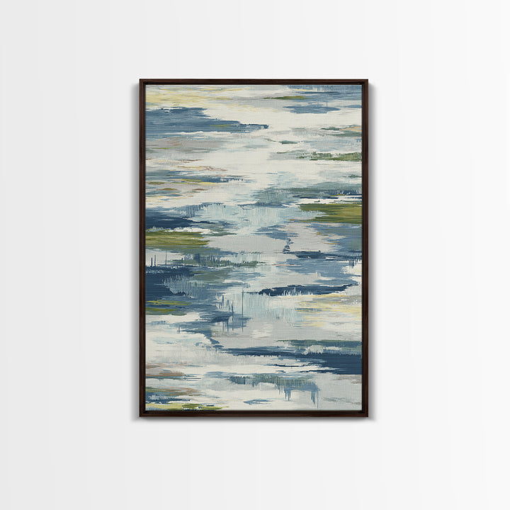 Clean Blue Water Ripple Abstraction Framed Canvas Print, Laundry Room Art, Digital Art, Living Room Decor, Abstract Art, Clean, LRA-2x3-98