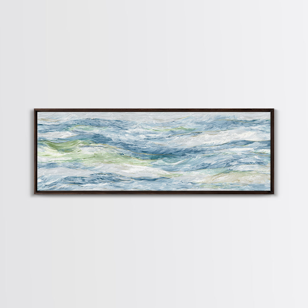 Clean Blue Water Ripple Abstraction Framed Canvas Print, Laundry Room Art, Wall Decor, Living Room Decor, Abstract Art, Clean, LRA-3x1-10