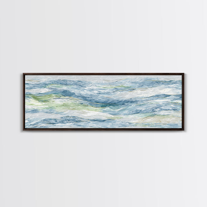 Clean Blue Water Ripple Abstraction Framed Canvas Print, Laundry Room Art, Wall Decor, Living Room Decor, Abstract Art, Clean, LRA-3x1-10