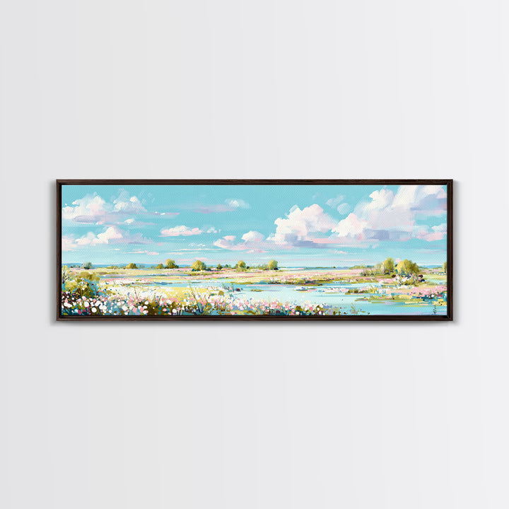 Fresh Air Meadow Landscape for Clean Mood Canvas Print, Laundry Room Art, Fine Art Print, Living Room Decor, Oil Painting, LRA-3x1-39