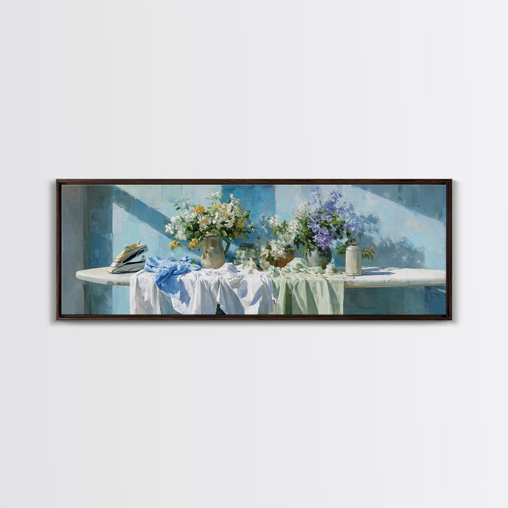 Ironing Board Still Life Canvas Print, Laundry Room Art, Gallery Decor, Living Room Decor, Oil Painting, Clean, LRA-3x1-40