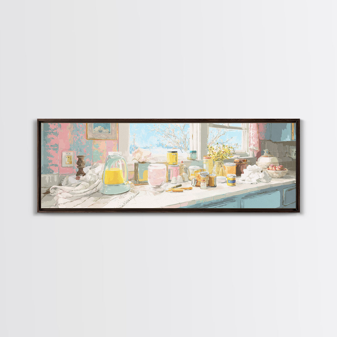 Retro Iron Illustration Canvas Print, Laundry Room Art, Minimalist Wall Art, Living Room Decor, Abstract Art, Clean, LRA-3x1-49