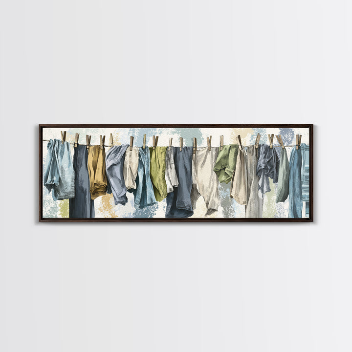 Fresh Air Meadow Landscape for Clean Mood Framed Canvas Print, Laundry Room Art, Room Decor, Living Room Decor, Fine Art, Clean, LRA-3x1-63