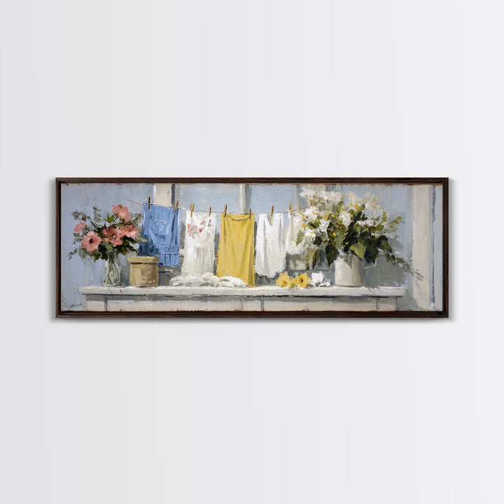 Farmhouse Laundry Sign Ornament Without Words Canvas Print, Laundry Room Art, Digital Wall Art, Living Room Decor, Clean, LRA-3x1-83