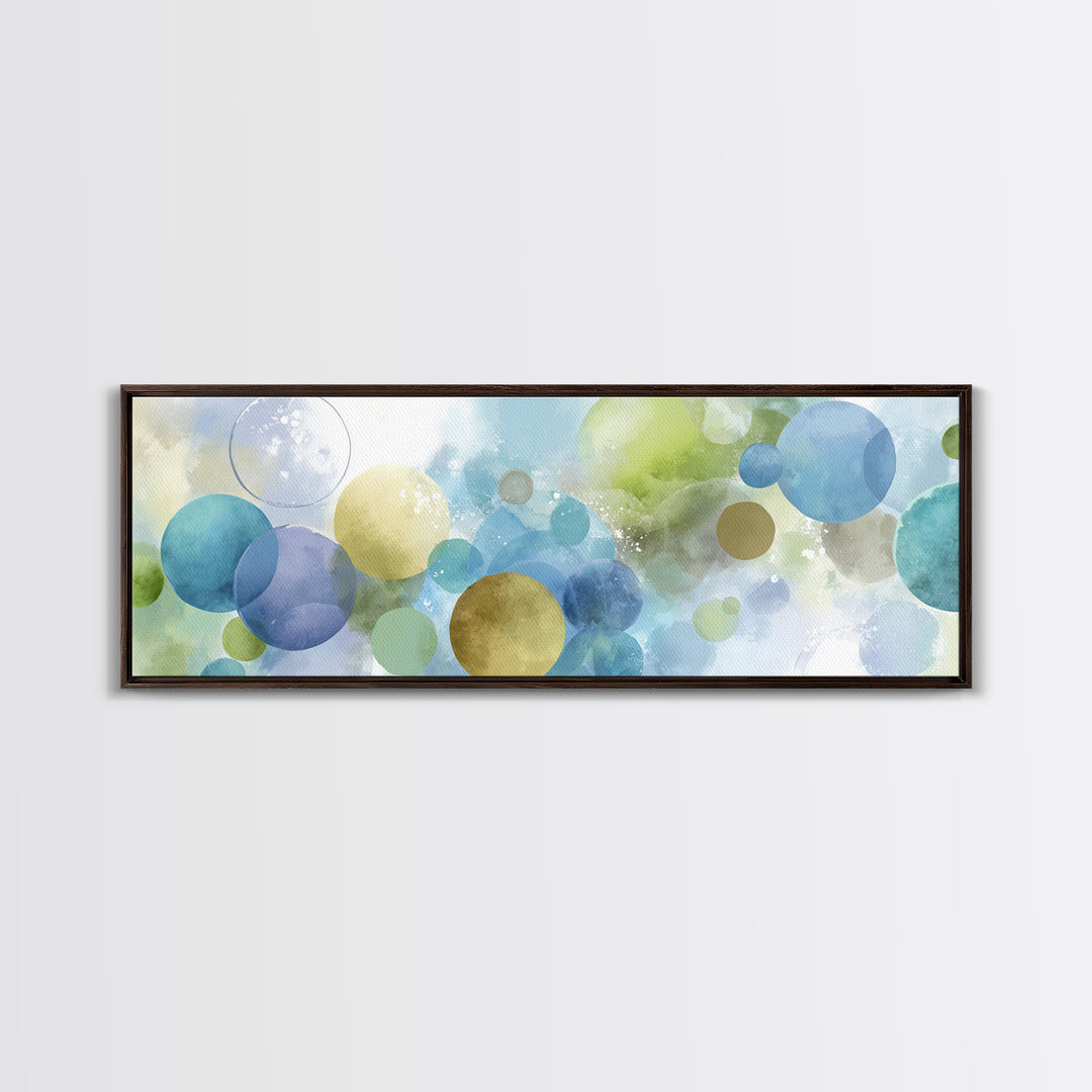 Soap Bubbles Rendered as Playful Abstract Circles Canvas Print, Laundry Room Art, Farmhouse Wall Decor, Living Room Decor, LRA-3x1-94