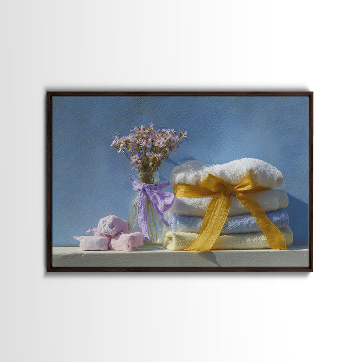 Lavender Sachet and Ribbon Still Life Canvas Print, Laundry Room Art, Farmhouse Wall Decor, Living Room Decor, Fine Art, Clean, LRA-3x2-21