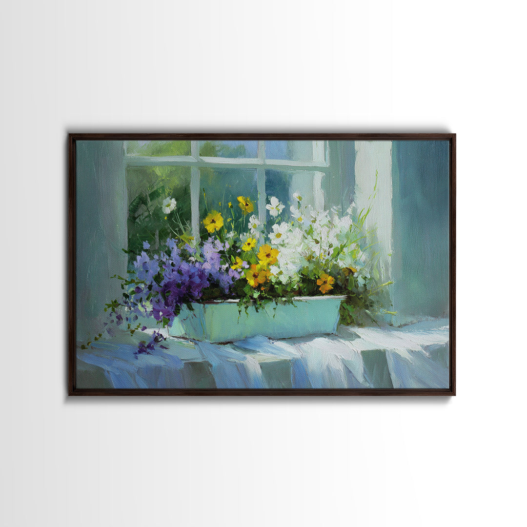 Old Enamel Basin Filled Framed Canvas Print, Laundry Room Art, Funny Poster, Living Room Decor, Clean, Minimalist Decor, LRA-3x2-60