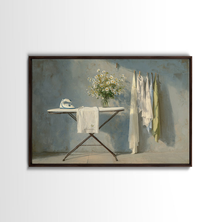 Ironing Board Still Life Canvas Print, Laundry Room Art, Apartment Wall Art, Living Room Decor, Watercolor Art, Clean, LRA-3x2-76
