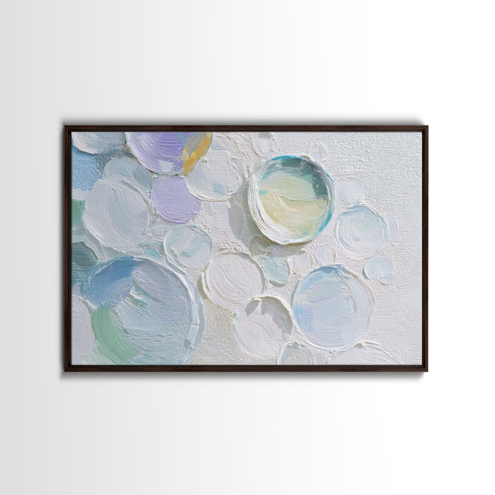 Soap Bubbles Rendered as Playful Abstract Circles Canvas Print, Laundry Room Art, Downloadable Art, Living Room Decor, Clean, LRA-3x2-82