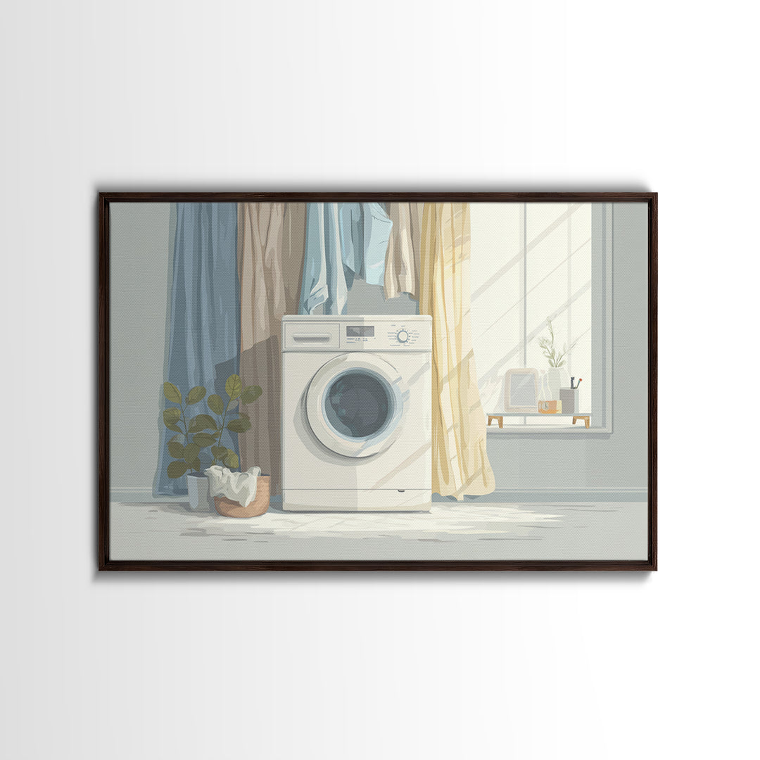Washing Machine Icon Graphic Without Text Framed Canvas Print, Laundry Room Art, Laundry Room Decor, Living Room Decor, Clean, LRA-3x2-86