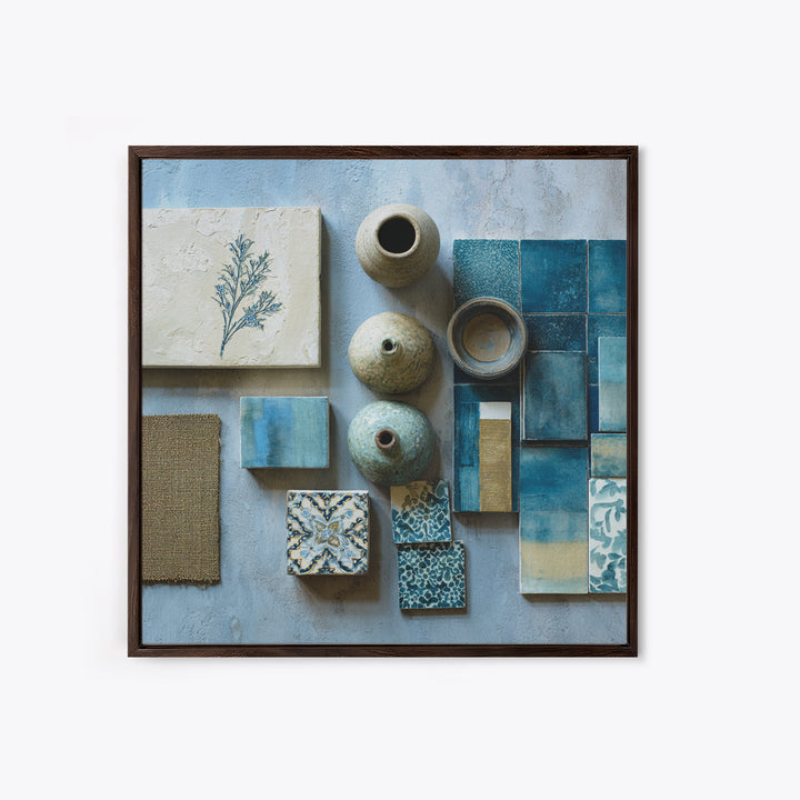 Wild Herbs Rosemary and Thyme Botanical Study Canvas Print, Mediterranean Art, Gallery Wall Art, Living Room Decor, Azure, MAR-1x1-72
