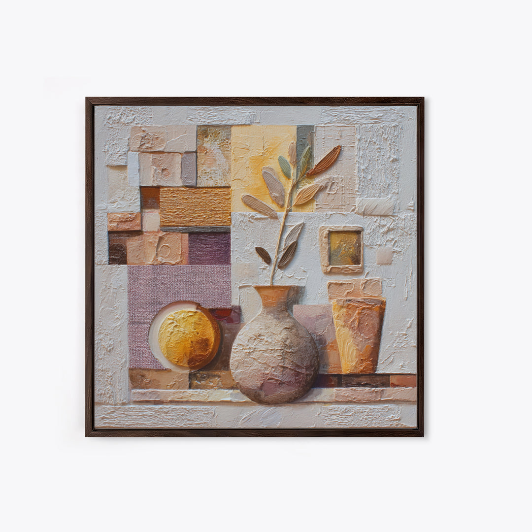 Warm Terra Cotta Abstract Landscape Canvas Print, Mediterranean Art, Living Room Art, Living Room Decor, Oil Painting, Azure, MAR-1x1-86