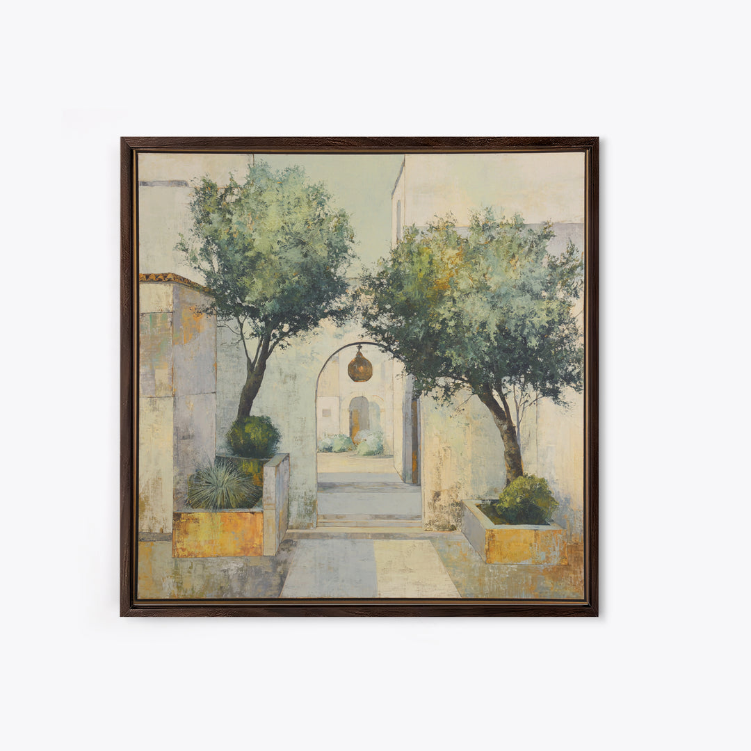 Olive Grove under Pale Morning Light Canvas Print, Mediterranean Art, Gallery Decor, Living Room Decor, Fine Art, Azure, MAR-1x1-89