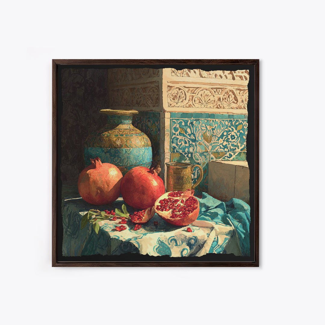 Pomegranate Still Life Canvas Print, Mediterranean Art, Fine Art Print, Living Room Decor, Fine Art, Azure, Original Painting, MAR-1x1-91