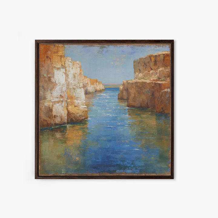 Coastal Cliffs with Sparkling Blue Water Canvas Print, Mediterranean Art, Coastal Wall Decor, Living Room Decor, Azure, MAR-1x1-92