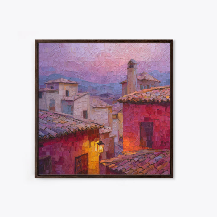 Sunset over Red Tiled Rooftops Canvas Print, Mediterranean Art, Travel Poster, Living Room Decor, Fine Art, Azure, MAR-1x1-95