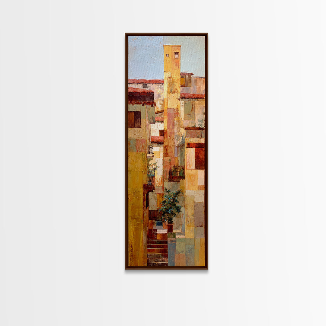 Sunset over Red Tiled Rooftops Canvas Print, Mediterranean Art, Printable Wall Art, Living Room Decor, Fine Art, Azure, MAR-1x3-59
