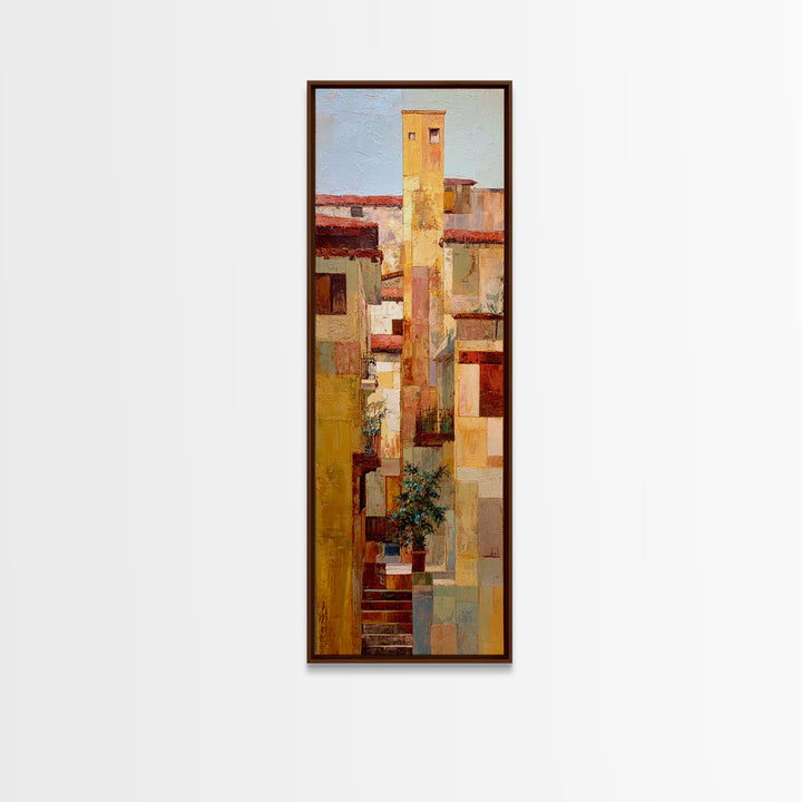 Sunset over Red Tiled Rooftops Canvas Print, Mediterranean Art, Printable Wall Art, Living Room Decor, Fine Art, Azure, MAR-1x3-59