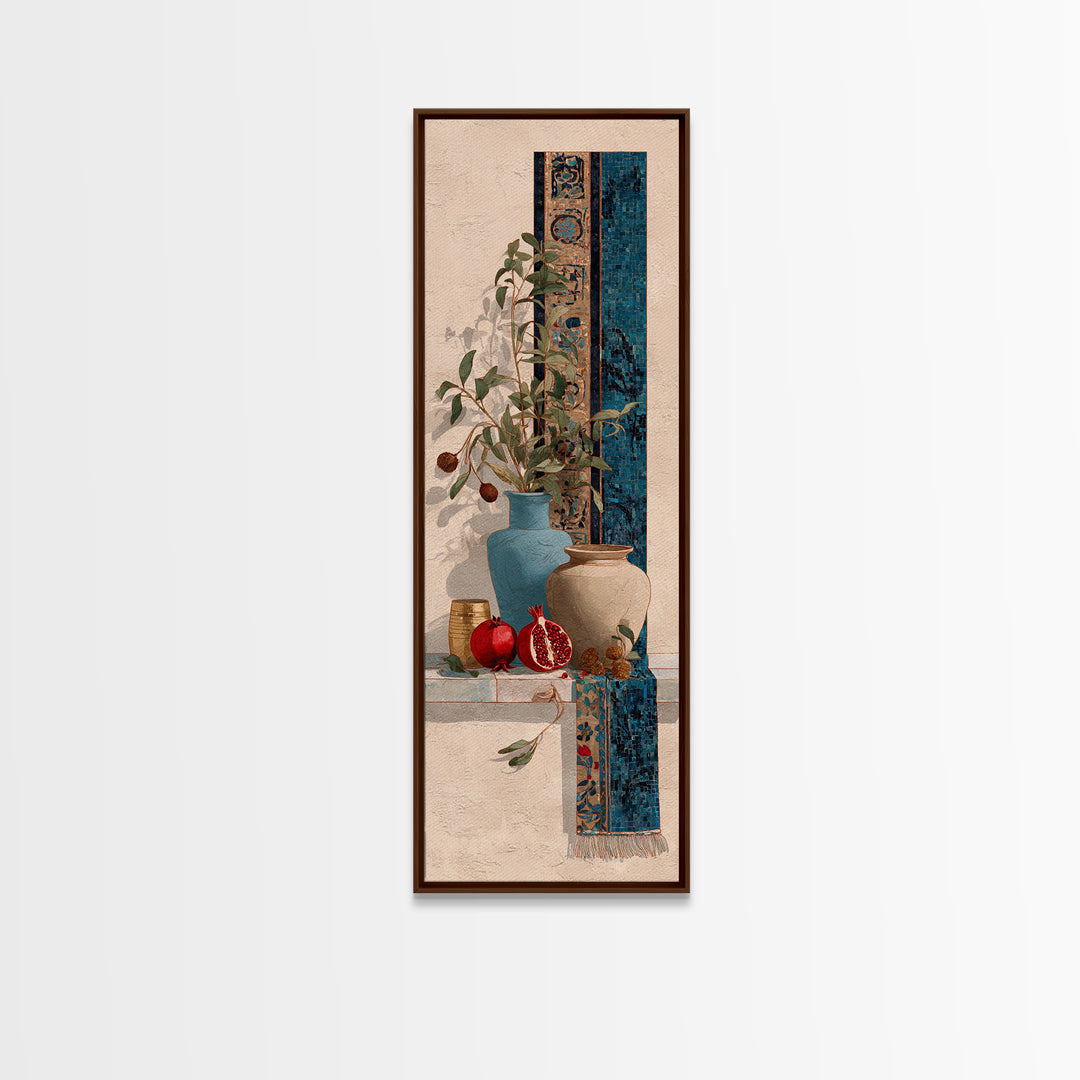 Pomegranate Still Life Canvas Print, Mediterranean Art, Modern Decor, Living Room Decor, Fine Art, Azure, Printable Wall Art, MAR-1x3-7