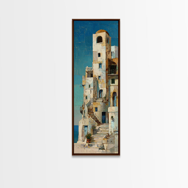 Greek Island White Buildings Above Blue Sea Canvas Print, Mediterranean Art, Art Print, Living Room Decor, Fine Art, Azure, MAR-1x3-85