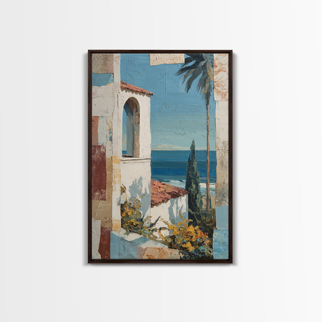 Mediterranean Arch Framing Ocean Horizon Canvas Print, Mediterranean Art, Gallery Decor, Living Room Decor, Fine Art, Azure, MAR-2x3-35