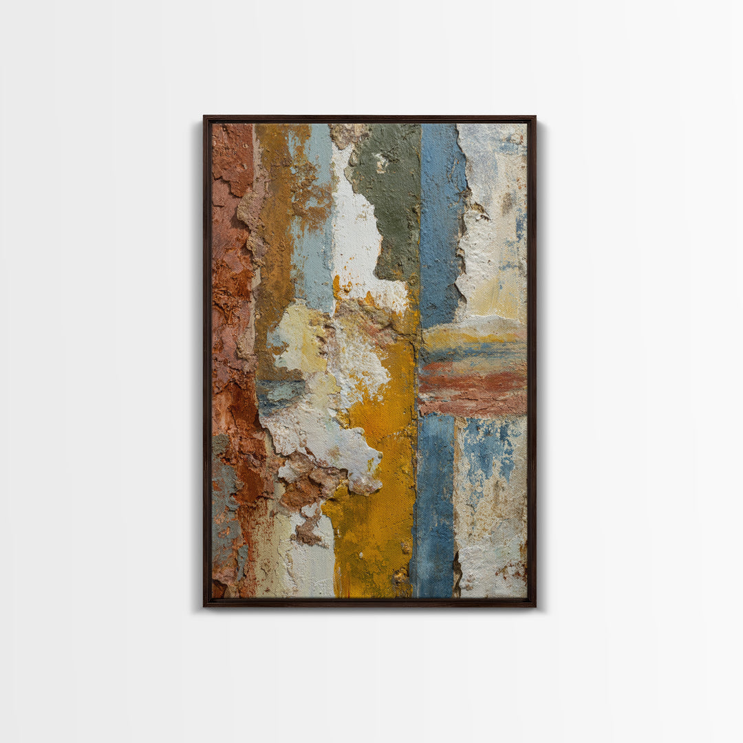 Warm Terra Cotta Abstract Landscape Framed Canvas Print, Mediterranean Art, Original Painting, Living Room Decor, Azure, MAR-2x3-94