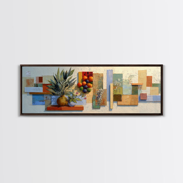 Sunset over Red Tiled Rooftops Framed Canvas Print, Mediterranean Art, Landscape Wall Art, Living Room Decor, Fine Art, Azure, MAR-3x1-15