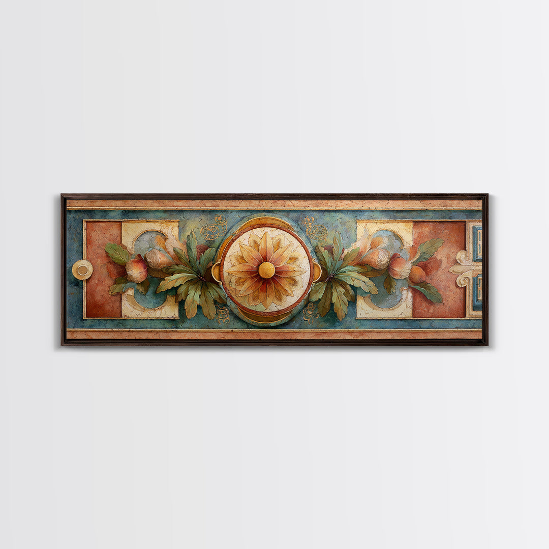Greek Vase Modern Floral Design Canvas Print, Mediterranean Art, Fine Art Print, Living Room Decor, Fine Art, Azure, MAR-3x1-31