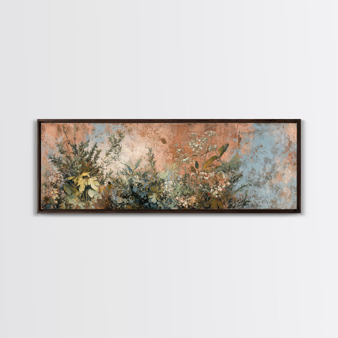 Wild Herbs Rosemary and Thyme Botanical Study Canvas Print, Mediterranean Art, Travel Poster, Living Room Decor, Oil Painting, MAR-3x1-40