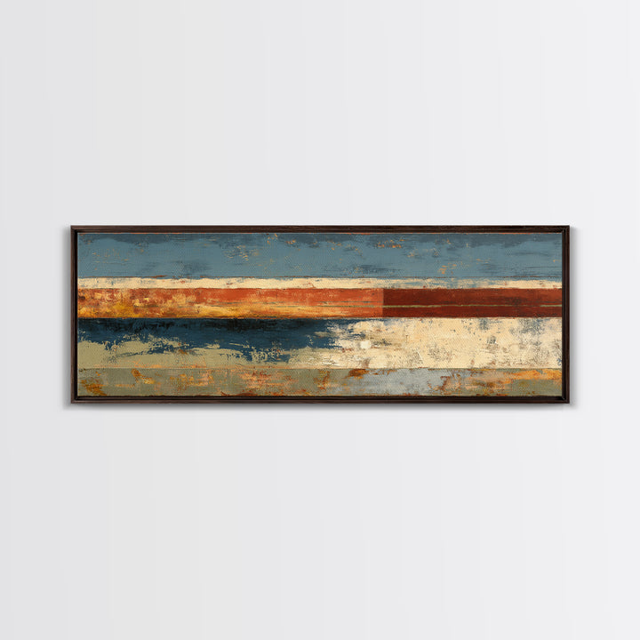 Warm Terra Cotta Abstract Landscape Canvas Print, Mediterranean Art, Digital Art Prints, Living Room Decor, Watercolor Art, MAR-3x1-6
