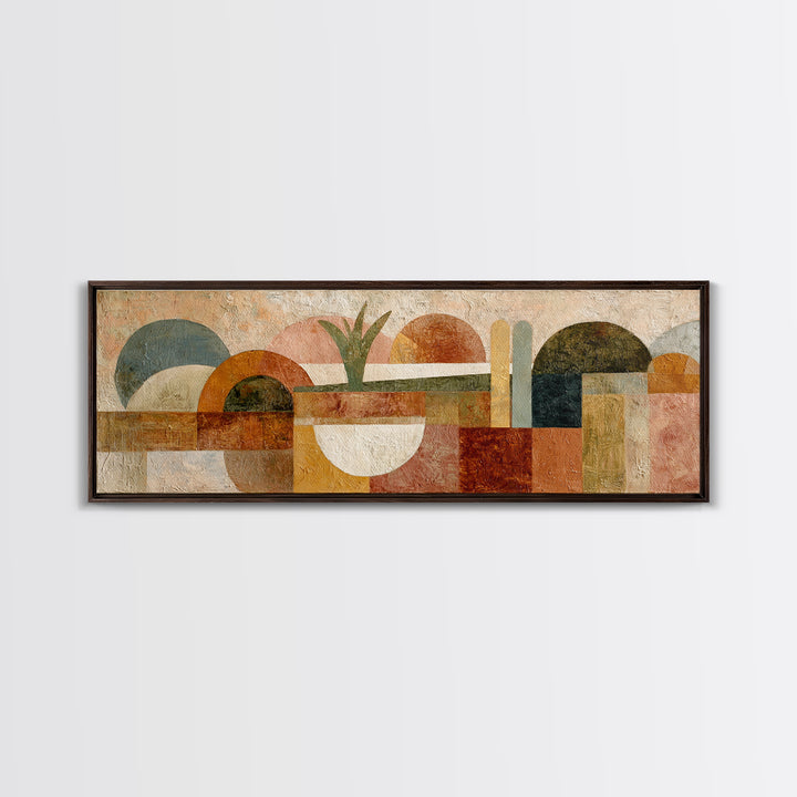 Warm Terra Cotta Abstract Landscape Canvas Print, Mediterranean Art, Textured Painting, Living Room Decor, Oil Painting, Azure, MAR-3x1-78