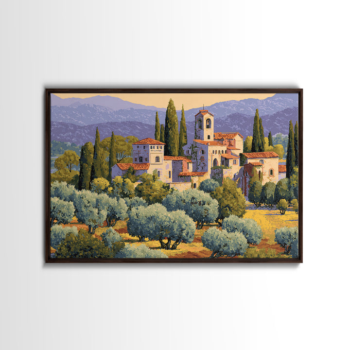 Olive Grove under Pale Morning Light Canvas Print, Mediterranean Art, Beach Wall Art, Living Room Decor, Fine Art, Azure, MAR-3x2-93