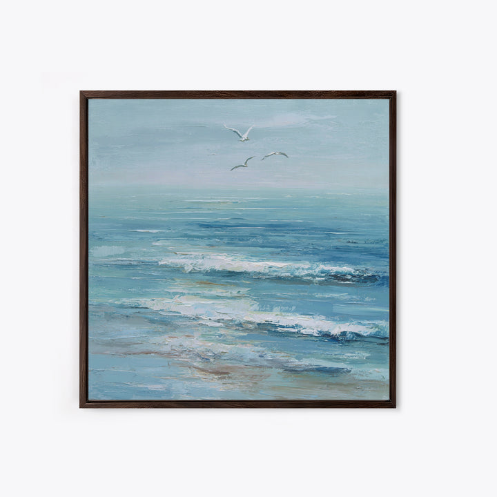 Hotel Coastal Landscape Framed Canvas Print, Master Bedroom, Neutral Decor, Bedroom Decor, Oil Painting, Sanctuary, Home Decor, MAS-1x1-21