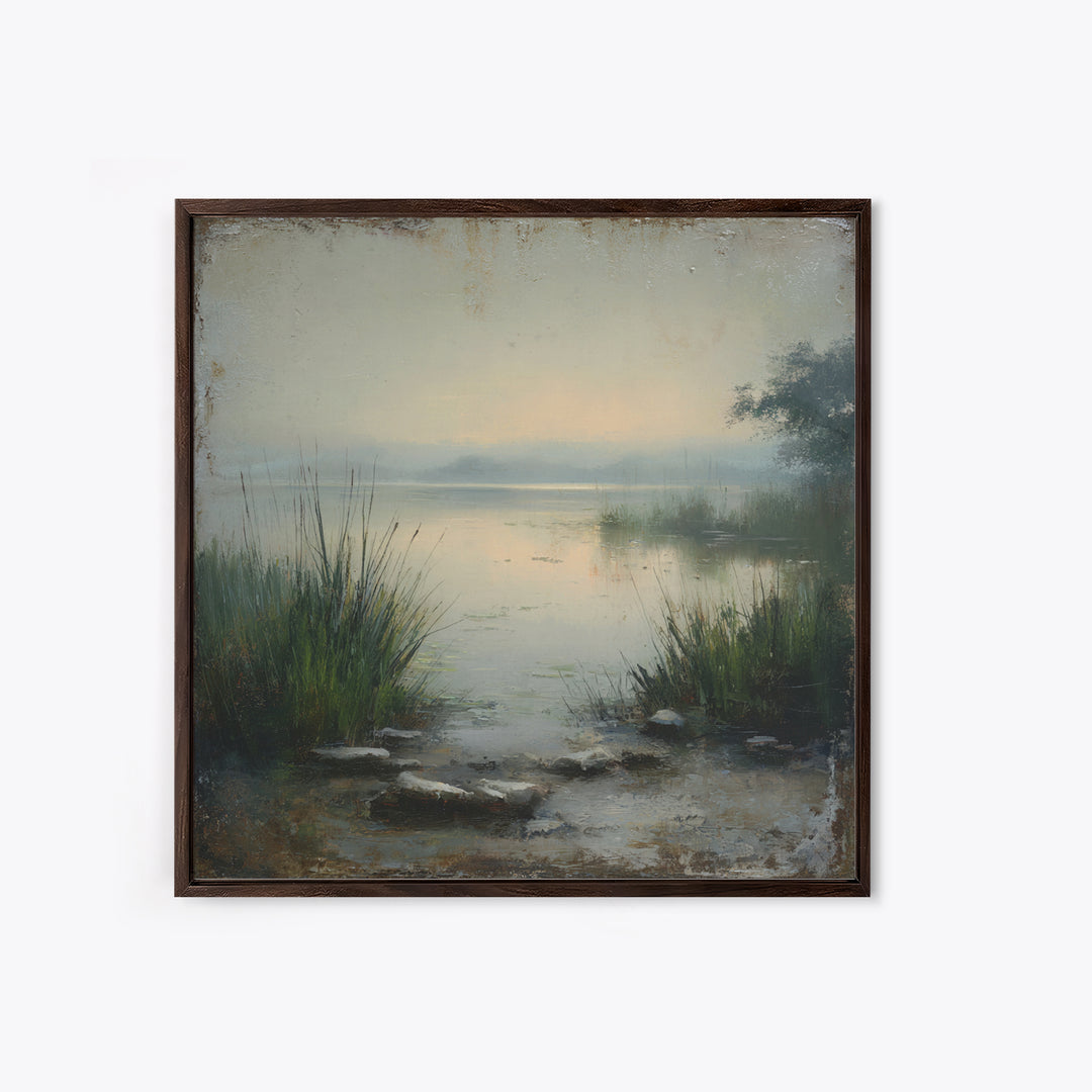 Serene Lake with Pale Morning Reflection Canvas Print, Master Bedroom, Bedroom Prints, Bedroom Decor, Fine Art, Sanctuary, MAS-1x1-31