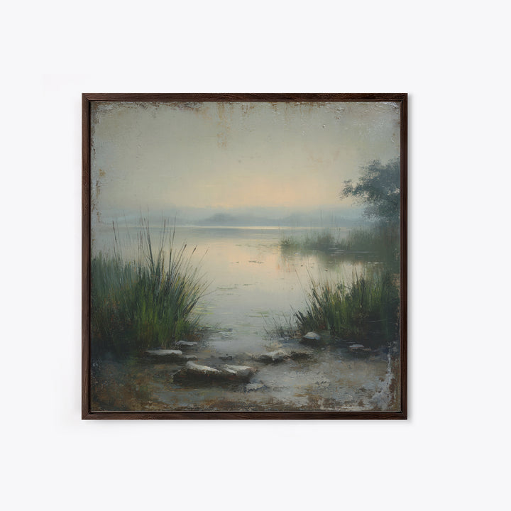 Serene Lake with Pale Morning Reflection Canvas Print, Master Bedroom, Bedroom Prints, Bedroom Decor, Fine Art, Sanctuary, MAS-1x1-31