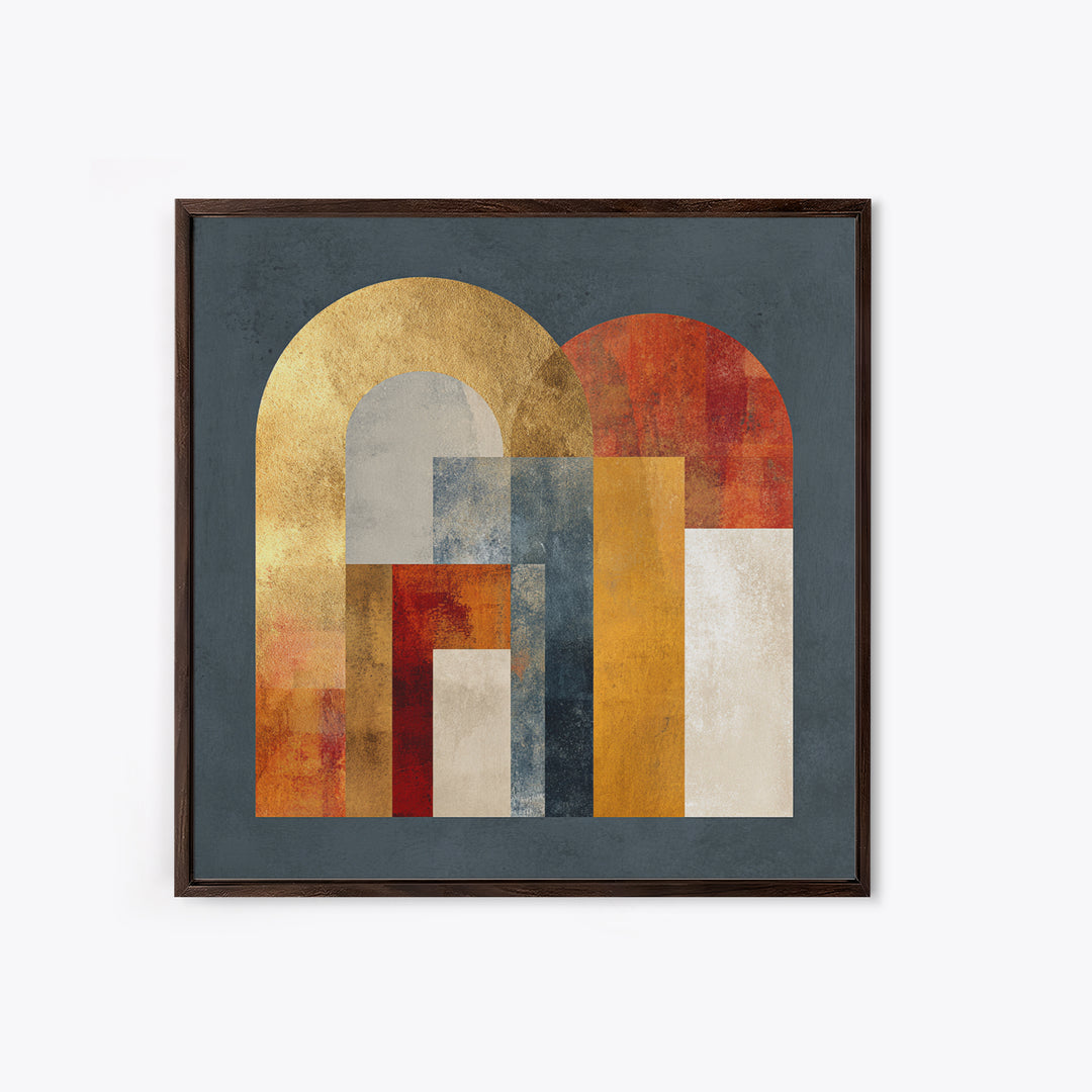 Gold Accented Abstract Arches Framed Canvas Print, Master Bedroom, Gallery Decor, Bedroom Decor, Fine Art, Sanctuary, MAS-1x1-32