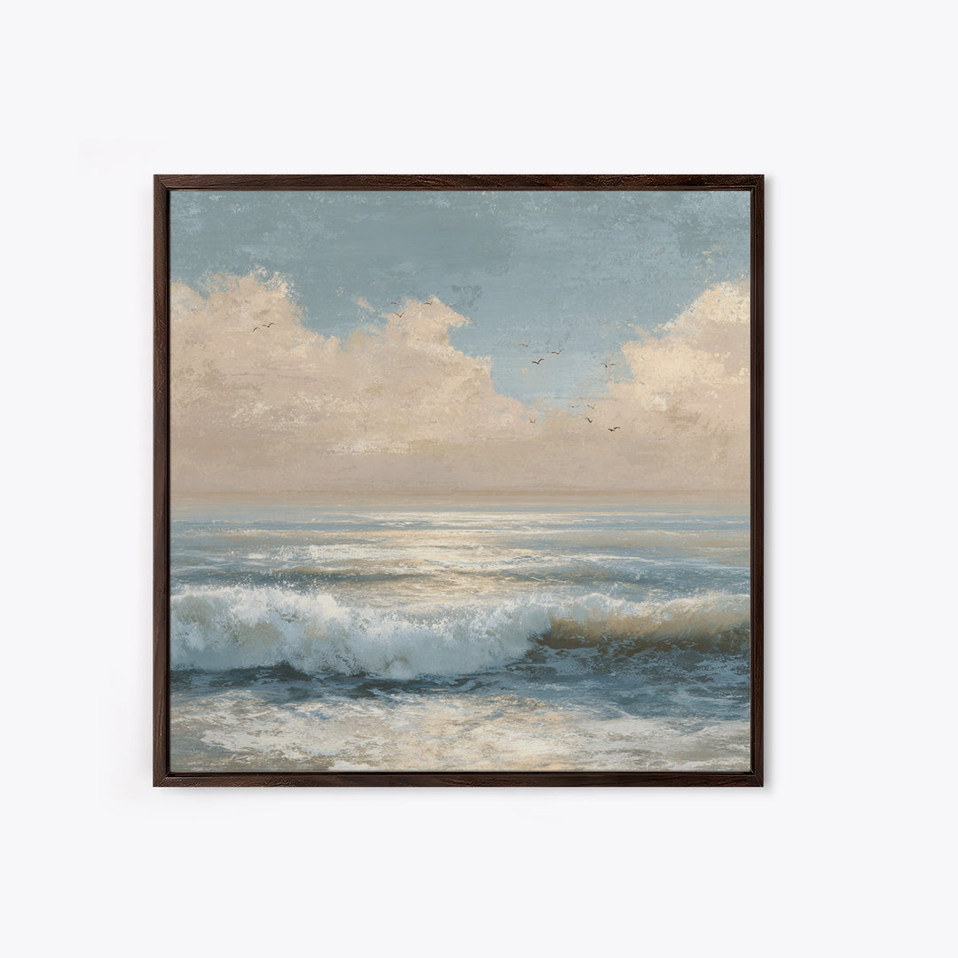 Elegant Moonlit Ocean Horizon Canvas Print, Master Bedroom, Room Decor, Bedroom Decor, Fine Art, Sanctuary, Wall Decal, MAS-1x1-49