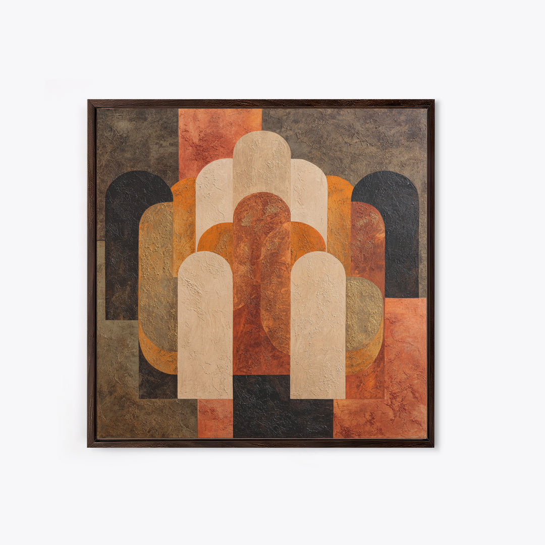 Gold Accented Abstract Arches Framed Canvas Print, Master Bedroom, Farmhouse Decor, Bedroom Decor, Abstract Art, Sanctuary, MAS-1x1-56