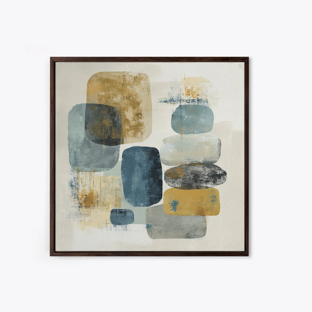 Minimal Stone Shapes Framed Canvas Print, Master Bedroom, Bedroom Prints, Bedroom Decor, Abstract Art, Sanctuary, Gallery Decor, MAS-1x1-64