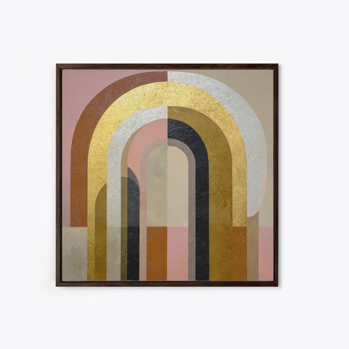 Gold Accented Abstract Arches Framed Canvas Print, Master Bedroom, Fine Art Print, Bedroom Decor, Abstract Art, Sanctuary, MAS-1x1-80