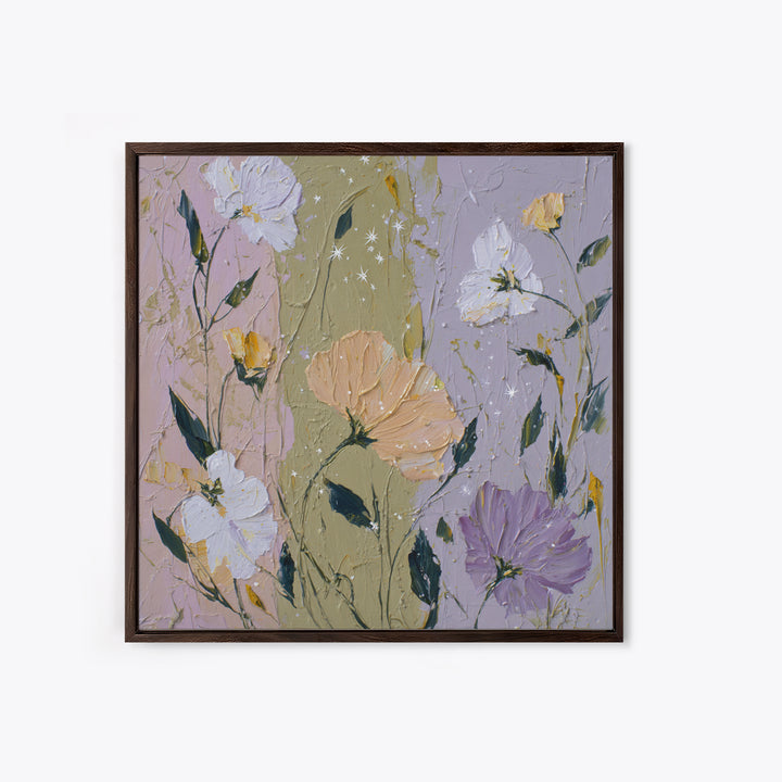 Night Garden with Pale Flowers and Stars Canvas Print, Master Bedroom, Fine Art Print, Bedroom Decor, Watercolor Art, Sanctuary, MAS-1x1-95