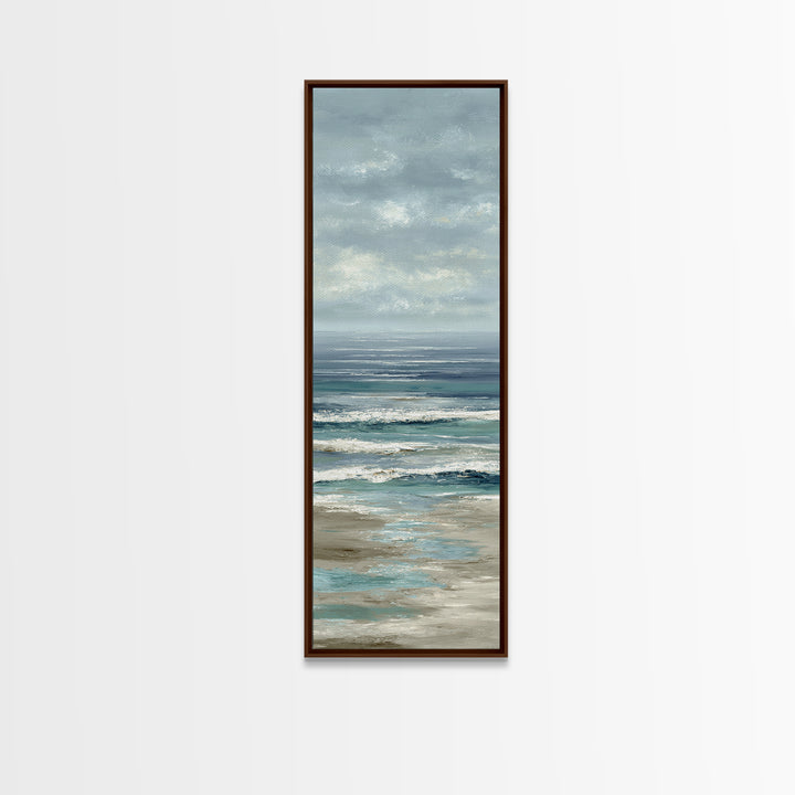 Elegant Moonlit Ocean Horizon Canvas Print, Master Bedroom, Minimalist Decor, Bedroom Decor, Oil Painting, Sanctuary, MAS-1x3-13