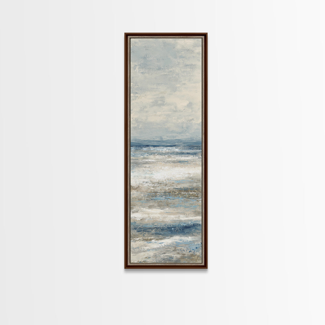 Elegant Moonlit Ocean Horizon Framed Canvas Print, Master Bedroom, Printable Wall Art, Bedroom Decor, Fine Art, Sanctuary, MAS-1x3-61