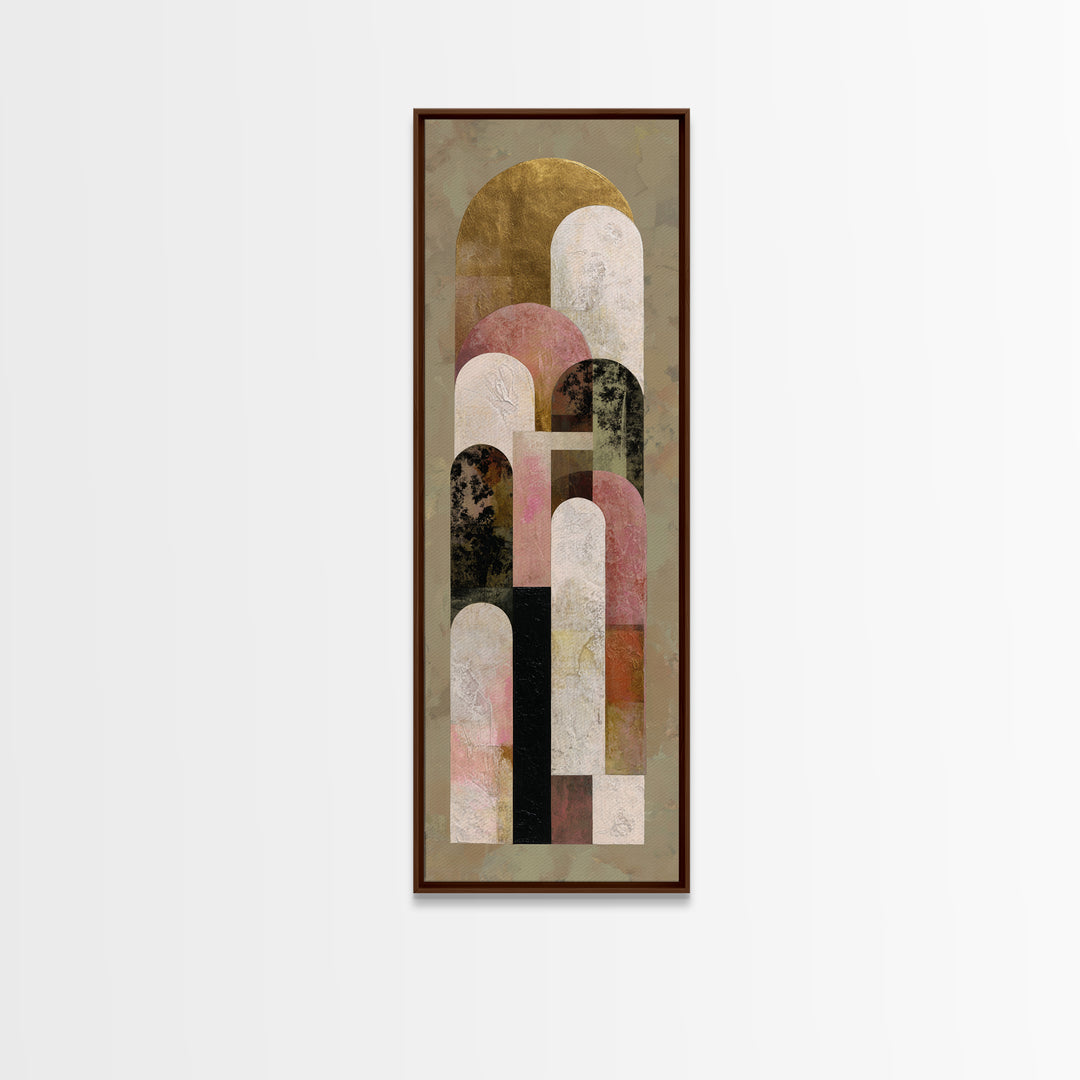 Gold Accented Abstract Arches Canvas Print, Master Bedroom, Rustic Home Decor, Bedroom Decor, Abstract Art, Sanctuary, MAS-1x3-68