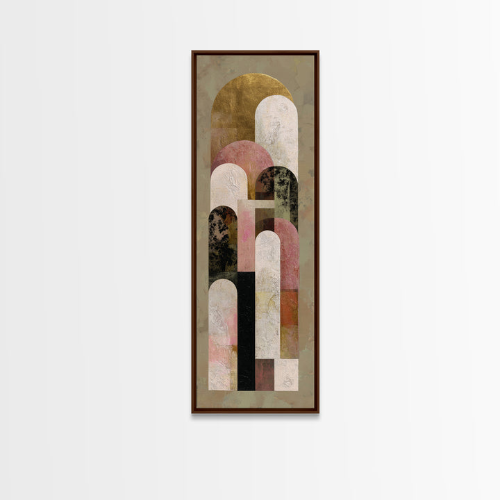 Gold Accented Abstract Arches Canvas Print, Master Bedroom, Rustic Home Decor, Bedroom Decor, Abstract Art, Sanctuary, MAS-1x3-68