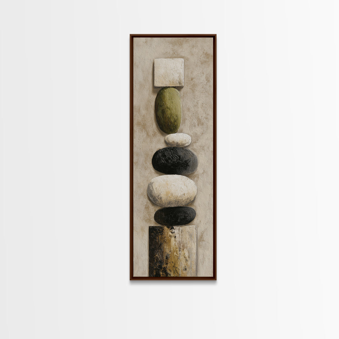 Minimal Stone Shapes Framed Canvas Print, Master Bedroom, Wall Decor Bedroom, Bedroom Decor, Sanctuary, Fine Art Print, MAS-1x3-76