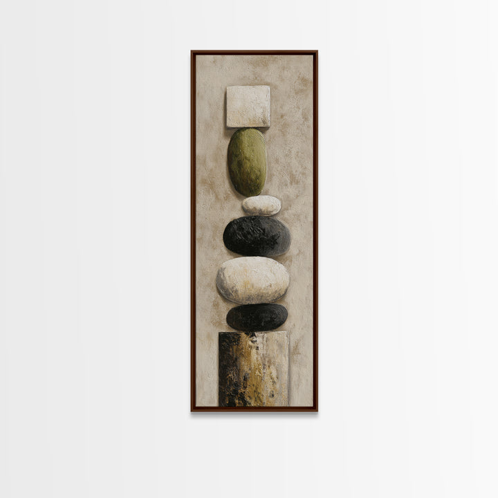 Minimal Stone Shapes Framed Canvas Print, Master Bedroom, Wall Decor Bedroom, Bedroom Decor, Sanctuary, Fine Art Print, MAS-1x3-76