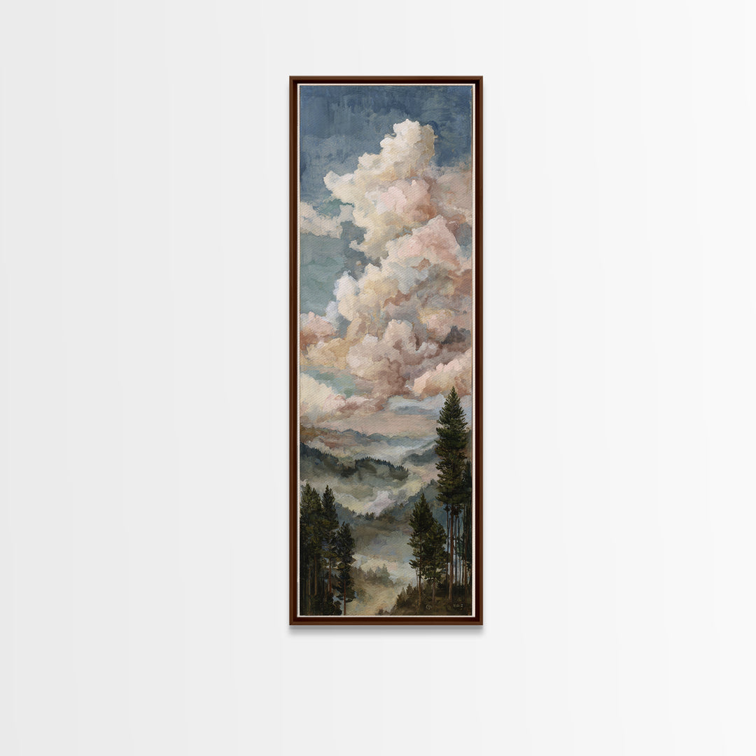Blush and Taupe Cloudscape Canvas Print, Master Bedroom, Wall Art, Bedroom Decor, Oil Painting, Sanctuary, Bedroom Wall Art, MAS-1x3-90